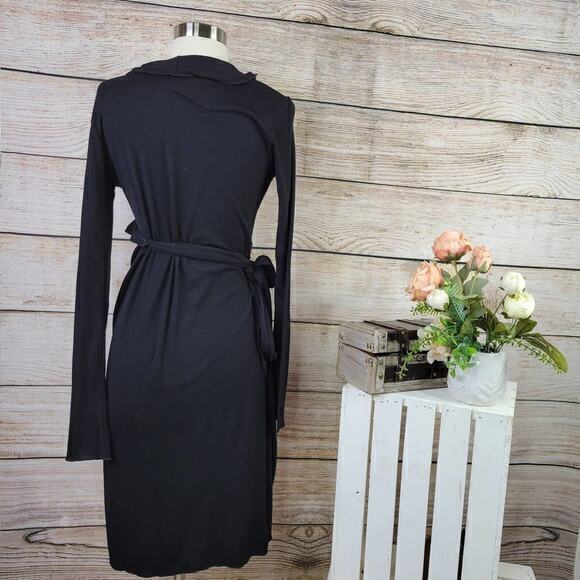 nom‎ Maternity Wrap Ruffle Dress Black Medium - Picture 3 of 6